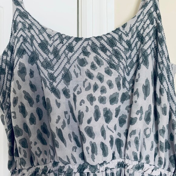 Lucca Couture Grey & Silver Leopard Animal Print Fit & Flare Summer Dress | M - Picture 4 of 9